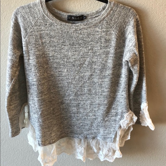 Juniors size XL Grey sweater with lace - Picture 5 of 8